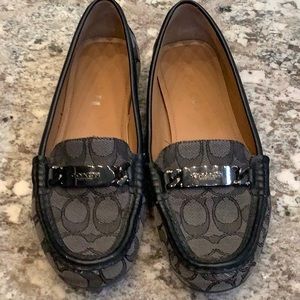 Coach Grey/black Monogram Loafer Flats, V Good Cond